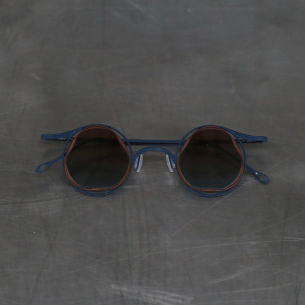 Rigards RG1078TI series titanium shaped frame sunglasses RG-RG1078TI-WYHQTKQTL Midnight black x bronze frame with bronze blue lenses